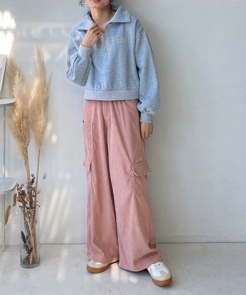 AS KNOW AS plus（アズノゥアズプラス）の「☆コールワイドカーゴパンツ（カーゴパンツ・レディース・アイボリー/ピンク/チャコールグレー・FREE）」の9枚目の写真