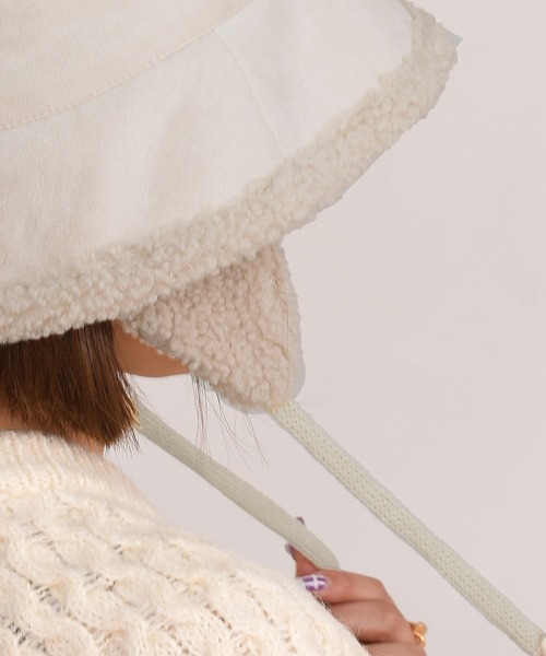 DAY CLOSET(デイ クローゼット)の「【2WAYリバーシブル】ボア フリース バケットハット レディース 耳当て付き(ハット・レディース・ブラック/モカ/オフホワイト/イエロー・ONE SIZE)」の17枚目の写真