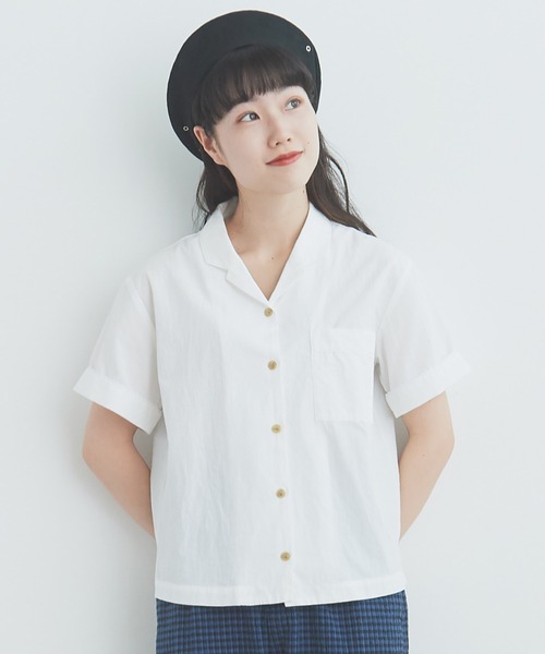 a1579＊ ビュルデサボン 三角襟 コットンシャツ bulle de savon（ビュルデサボン）の「コットン/リネン MUG