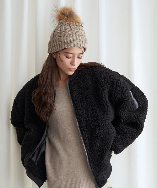 LBC（エルビーシー）の「裏ボアケーブルニットワッチ（ニットキャップ/ビーニー・レディース・グレー/ネイビー/パープル/ベージュ・FREE）」の12枚目の写真