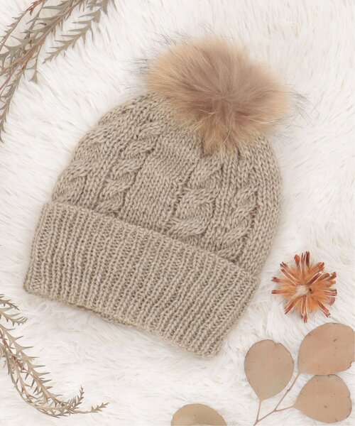 LBC（エルビーシー）の「裏ボアケーブルニットワッチ（ニットキャップ/ビーニー・レディース・グレー/ネイビー/パープル/ベージュ・FREE）」の14枚目の写真