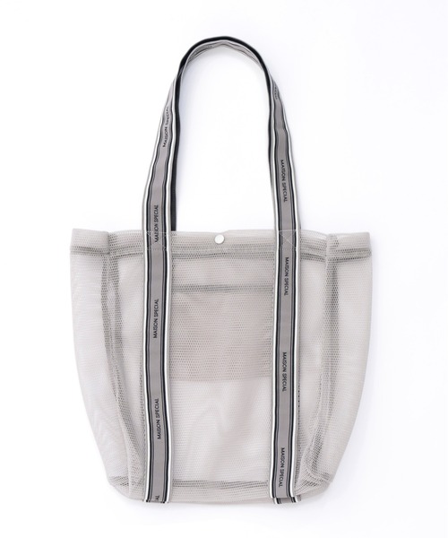 MAISON SPECIAL（メゾンスペシャル）の「Logo Tape Mesh Bag/ロゴテープメッシュバッグ（トートバッグ・レディース・グレー/ホワイト/ブルー/ピンク/ベージュ/ブラック・FREE）」の3枚目の写真