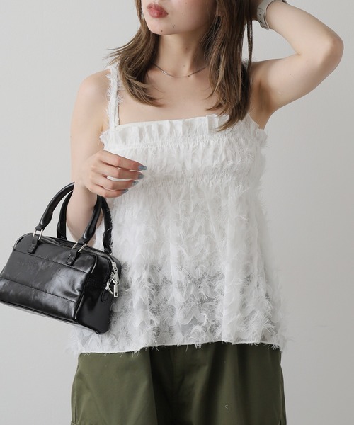 AO2（アオズ）の「Feather camisole / フェザーキャミ ビスチェ（キャミソール・レディース・ホワイト/グリーン・FREE）」の22枚目の写真