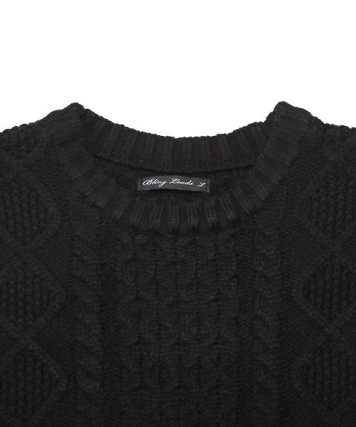 LUXSTYLE（ラグスタイル）の「アクリルケーブルニット（ニット/セーター・メンズ・アイボリー/ブラック・M/XL/L）」の10枚目の写真
