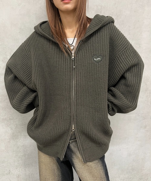 WHO'S WHO gallery(フーズフーギャラリー)の「【SLOPPY/スロッピー】片畦ハートワッペンフルジップパーカー(パーカー・レディース・チャコールグレー/グレー/ブラック・FREE)」の12枚目の写真