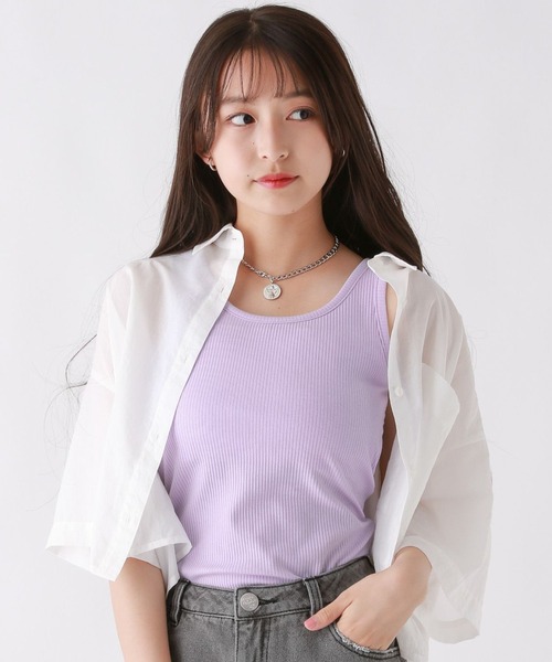 repipi armario（レピピ アルマリオ）の「ベーシックリブタンクトップ（タンクトップ・キッズ・ピンク/アイボリー/ブラック/サックスブルー/その他/ライトイエロー/パープル系その他・MEDIUM/SMALL/LARGE）」の4枚目の写真