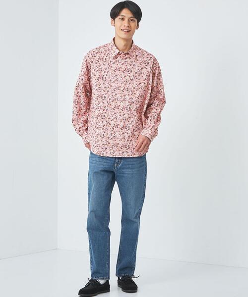 green label relaxing(グリーンレーベルリラクシング)の「リバティ ジャストルーズ レギュラーカラー シャツ(シャツ/ブラウス・メンズ・ライトピンク/ネイビー・S/M/L/XL)」の5枚目の写真