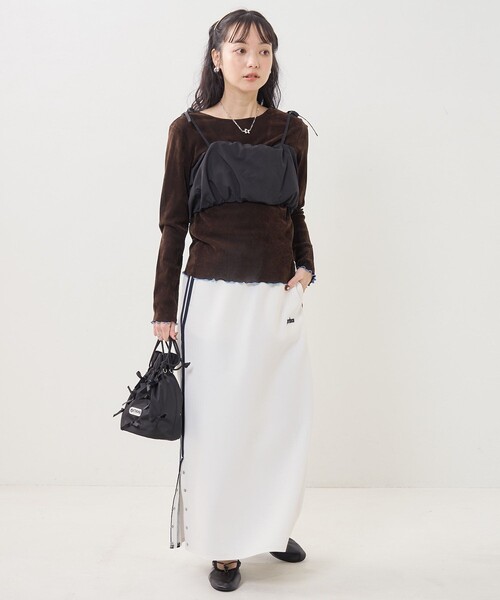 MONOHA バックオープン ダークグレー トップス セール】シアー ベロア調 バックオープントップス（Tシャツ