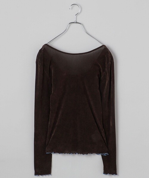 MONOHA バックオープン ダークグレー トップス セール】シアー