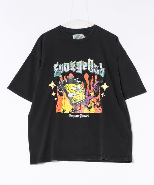 ＪＵＧＬＡＮＳ（ユグランス）の「【RINGS】 SPONGE BOB ロックピグメントTEE/スポンジ・ボブコラボTシャツ/メンズ（Tシャツ/カットソー・メンズ・パープル/グレー/ブラック・M/L）」の2枚目の写真