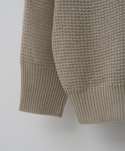 WHIMSIC（ウィムジック）の「【UNISEX/新色追加】ミックスヤーンワッフルニットカーディガン（カーディガン/ボレロ・メンズ・パープル/ライトグレー/イエロー/ブルー/ミント/ピンク・FREE）」の11枚目の写真