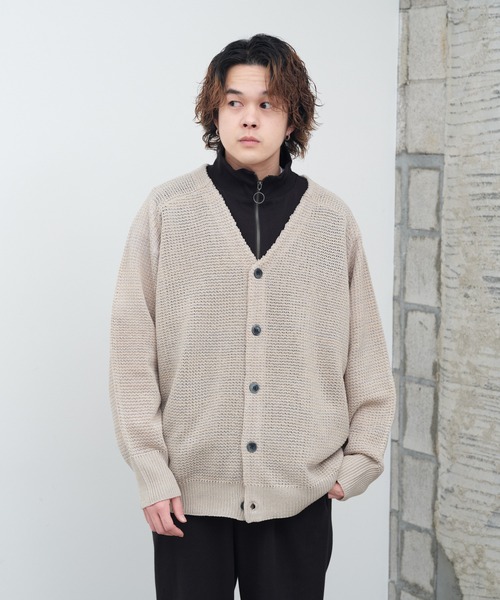 WHIMSIC（ウィムジック）の「【UNISEX/新色追加】ミックスヤーンワッフルニットカーディガン（カーディガン/ボレロ・メンズ・パープル/ライトグレー/イエロー/ブルー/ミント/ピンク・FREE）」の13枚目の写真
