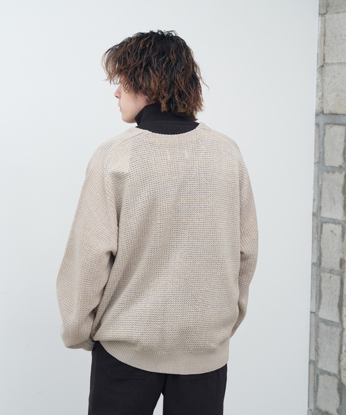 WHIMSIC（ウィムジック）の「【UNISEX/新色追加】ミックスヤーンワッフルニットカーディガン（カーディガン/ボレロ・メンズ・パープル/ライトグレー/イエロー/ブルー/ミント/ピンク・FREE）」の14枚目の写真