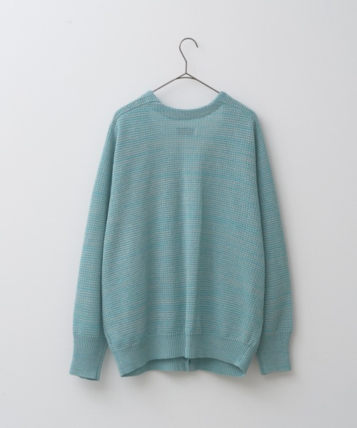 WHIMSIC（ウィムジック）の「【UNISEX/新色追加】ミックスヤーンワッフルニットカーディガン（カーディガン/ボレロ・メンズ・パープル/ライトグレー/イエロー/ブルー/ミント/ピンク・FREE）」の18枚目の写真