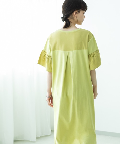 pairmanon(ペアマノン)の「【リンクコーデ】【ママサイズ】袖フリルドッキングワンピース(ワンピース・レディース・ベージュ/ブラック/イエロー系その他・FREE)」の1枚目の写真