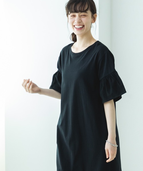 pairmanon(ペアマノン)の「【リンクコーデ】【ママサイズ】袖フリルドッキングワンピース(ワンピース・レディース・ベージュ/ブラック/イエロー系その他・FREE)」の8枚目の写真