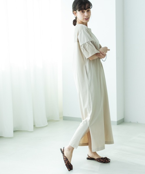 pairmanon(ペアマノン)の「【リンクコーデ】【ママサイズ】袖フリルドッキングワンピース(ワンピース・レディース・ベージュ/ブラック/イエロー系その他・FREE)」の9枚目の写真