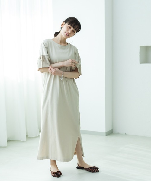 pairmanon(ペアマノン)の「【リンクコーデ】【ママサイズ】袖フリルドッキングワンピース(ワンピース・レディース・ベージュ/ブラック/イエロー系その他・FREE)」の13枚目の写真