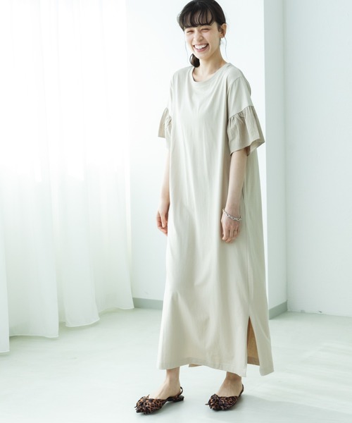 pairmanon(ペアマノン)の「【リンクコーデ】【ママサイズ】袖フリルドッキングワンピース(ワンピース・レディース・ベージュ/ブラック/イエロー系その他・FREE)」の14枚目の写真