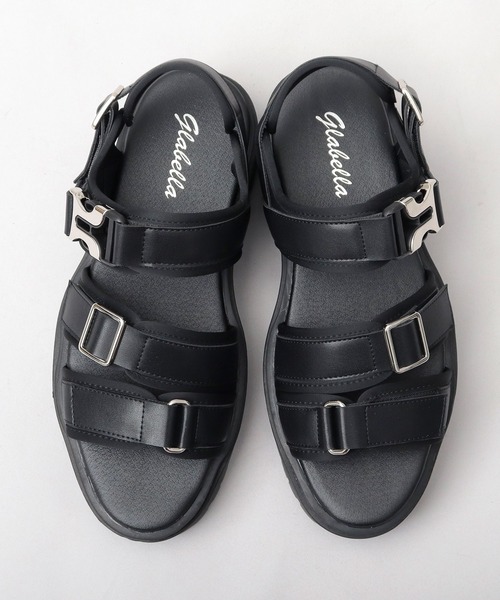 glabella（グラベラ）の「オリジナル厚底タンクソール メタルバックル 3連ベルト ストラップサンダル（サンダル・メンズ・ブラック・S/M/L）」の9枚目の写真