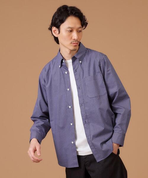 セール】【Sサイズ～】幾何学柄ボタンダウンシャツ（シャツ