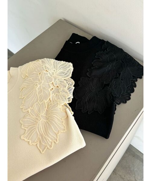 LAGUNAMOON（ラグナムーン）の「メッシュエンブロイダリーニットプルオーバー（ニット/セーター・レディース・ブルー/ブラック/アイボリー・FREE）」の5枚目の写真