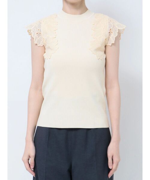 LAGUNAMOON（ラグナムーン）の「メッシュエンブロイダリーニットプルオーバー（ニット/セーター・レディース・ブルー/ブラック/アイボリー・FREE）」の6枚目の写真