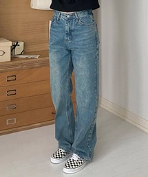 スリムウォッシングセミワイドデニムパンツ