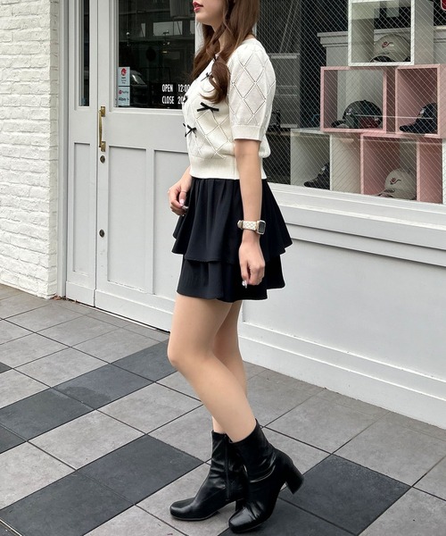 INGNI(イング)の「透かしリボン5分袖ニット(ニット/セーター・レディース・ピンク/ブラック×ホワイト/ホワイト×ブラック/ブルー系・M)」の17枚目の写真