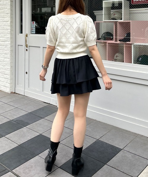 INGNI(イング)の「透かしリボン5分袖ニット(ニット/セーター・レディース・ピンク/ブラック×ホワイト/ホワイト×ブラック/ブルー系・M)」の16枚目の写真