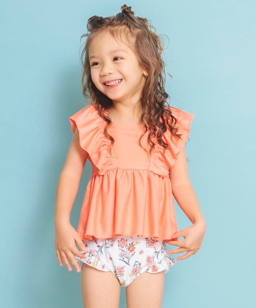 BRANSHES（ブランシェス）の「【水着 / SWIM】フリルタンキニ（水着・キッズ・ライトグリーン/イエロー/ラベンダー/ブラック/フューシャピンク/サーモンピンク/カラフル/エメラルド・130/120/140/100/150/110）」の6枚目の写真