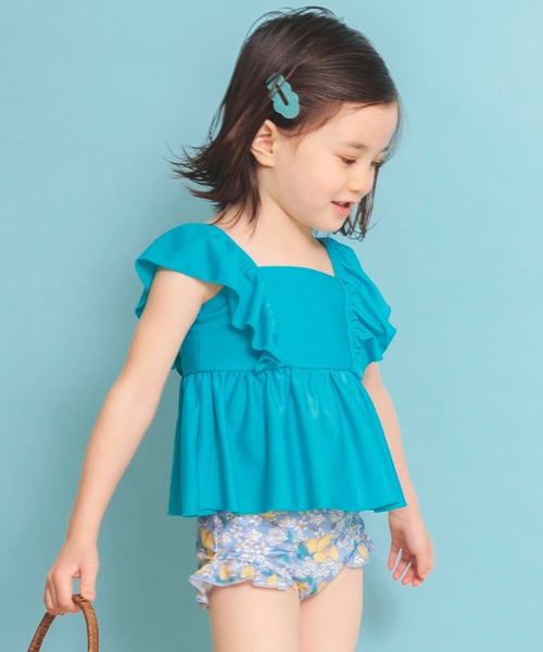 BRANSHES（ブランシェス）の「【水着 / SWIM】フリルタンキニ（水着・キッズ・ライトグリーン/イエロー/ラベンダー/ブラック/フューシャピンク/サーモンピンク/カラフル/エメラルド・130/120/140/100/150/110）」の3枚目の写真