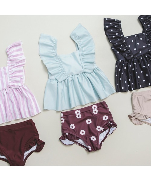 BRANSHES（ブランシェス）の「【水着 / SWIM】フリルタンキニ（水着・キッズ・ライトグリーン/イエロー/ラベンダー/ブラック/フューシャピンク/サーモンピンク/カラフル/エメラルド・130/120/140/100/150/110）」の21枚目の写真