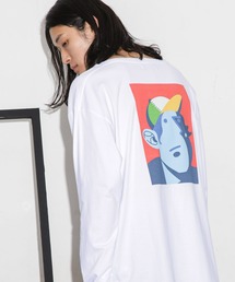 Eiji×nano・universeプリント 白Tシャツ長袖