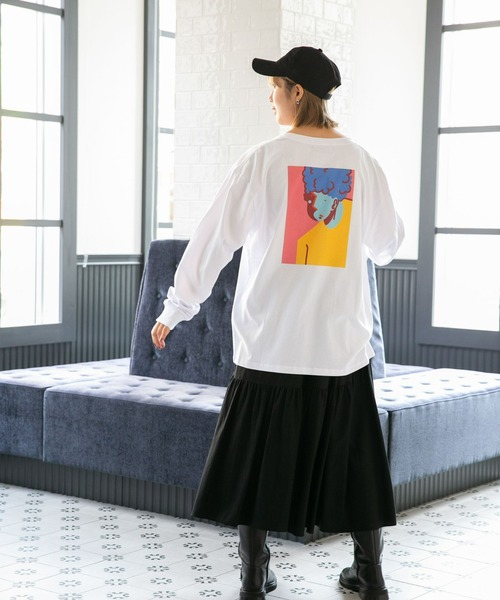 Eiji×nano・universeプリント 白Tシャツ長袖（Tシャツ