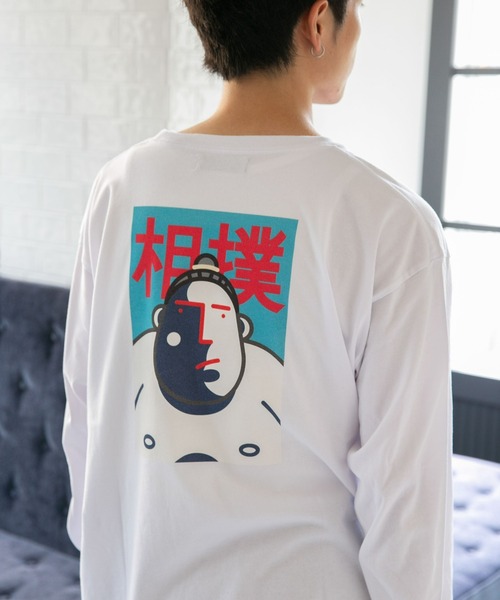 Eiji×nano・universeプリント 白Tシャツ長袖（Tシャツ