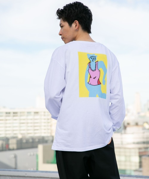 Eiji×nano・universeプリント 白Tシャツ長袖（Tシャツ