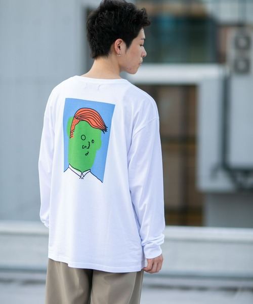 Eiji×nano・universeプリント 白Tシャツ長袖（Tシャツ