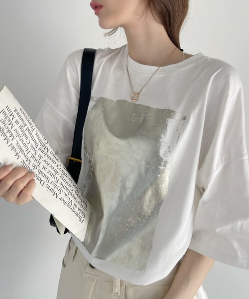 セール】箔プリント ビッグTシャツ（Tシャツ/カットソー）｜Ada