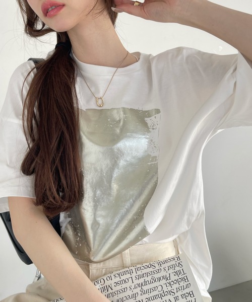セール】箔プリント ビッグTシャツ（Tシャツ/カットソー）｜Ada