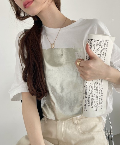 Ada.(エイダ)の「箔プリント ビッグTシャツ(Tシャツ/カットソー・レディース・ブラック/ホワイト・FREE)」の11枚目の写真
