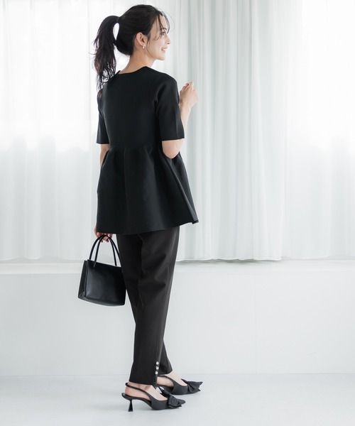 coca（coca）（コカ）の「【WEB限定セール】パール付きストレッチスリットパンツ（スラックス・レディース・アイボリー/ブラック・S/M/L）」の10枚目の写真