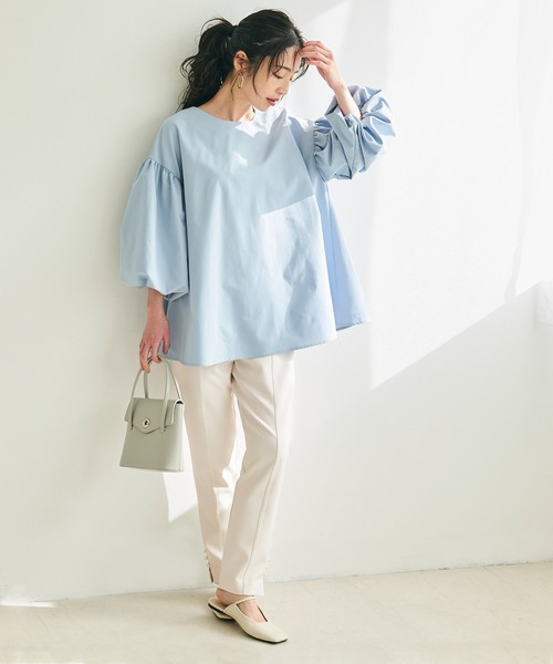 coca（coca）（コカ）の「【WEB限定セール】パール付きストレッチスリットパンツ（スラックス・レディース・アイボリー/ブラック・S/M/L）」の3枚目の写真