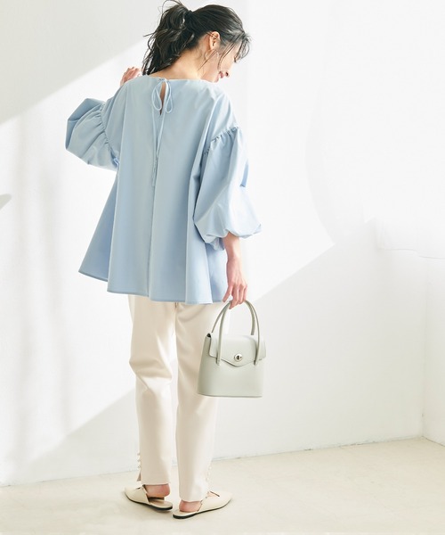 coca（coca）（コカ）の「【WEB限定セール】パール付きストレッチスリットパンツ（スラックス・レディース・アイボリー/ブラック・S/M/L）」の5枚目の写真