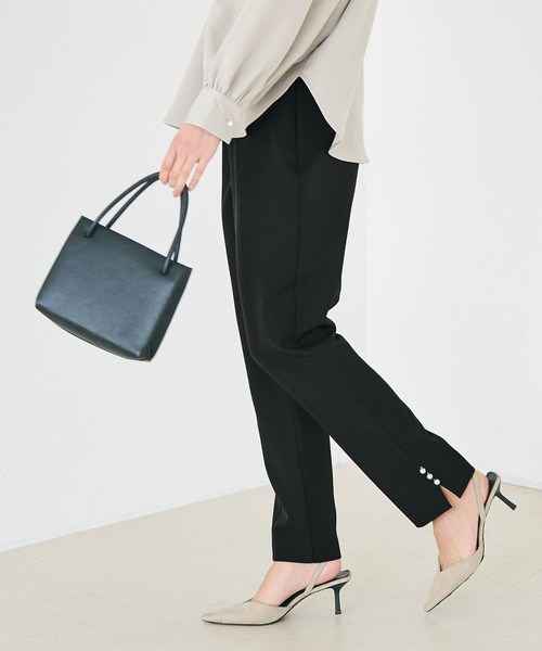 coca（coca）（コカ）の「【WEB限定セール】パール付きストレッチスリットパンツ（スラックス・レディース・アイボリー/ブラック・S/M/L）」の8枚目の写真