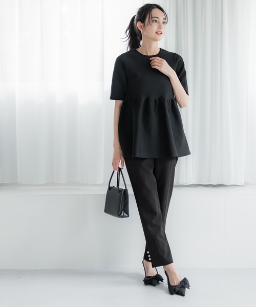 coca（coca）（コカ）の「【WEB限定セール】パール付きストレッチスリットパンツ（スラックス・レディース・アイボリー/ブラック・S/M/L）」の9枚目の写真