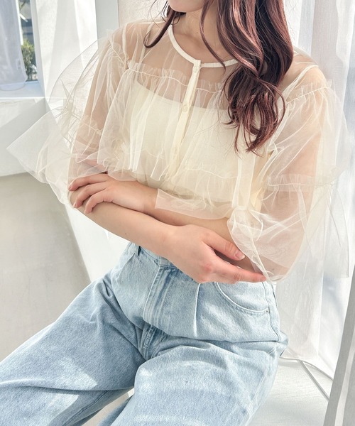 チュールフリルロングTシャツ 楽天市場】【60%OFF 3,500→1,400円】Tシャツ ロンT カットソー
