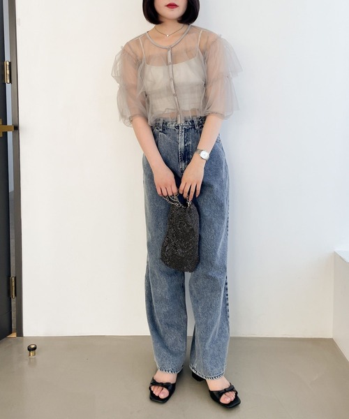 セルリ　ギャザー　ブラウス　シャツ　23ss　プルオーバー　春夏　ヘビロテ セール】チュールフリルプルオーバー 118744（シャツ/ブラウス