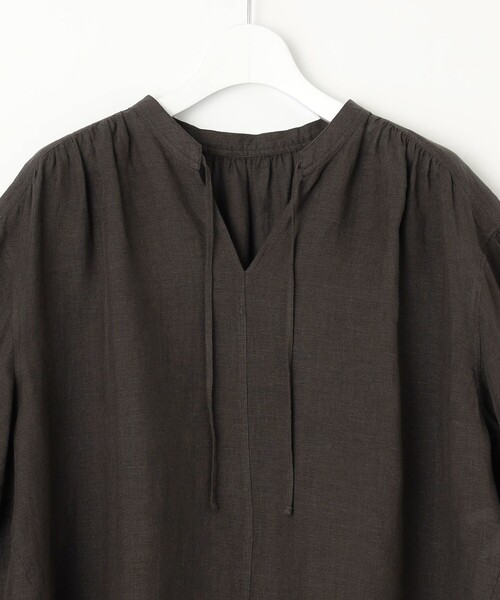 洗える】LIBECOリネン ティアード チュニック ブラウス