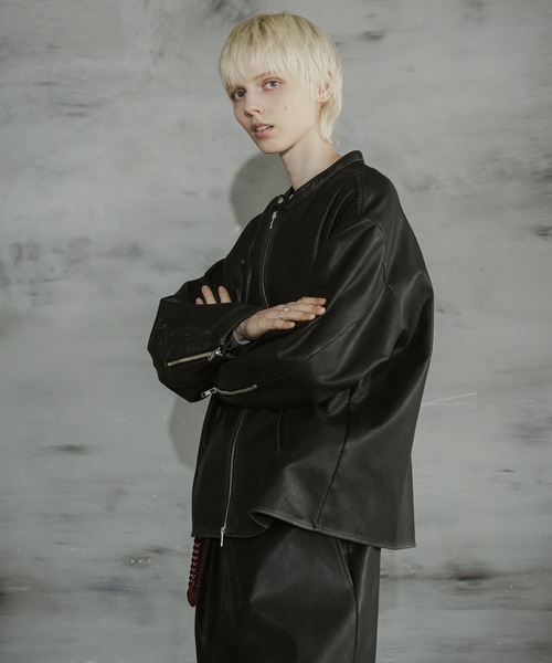 CASPER JOHN（キャスパージョン）の「Slash zip riders/スラッシュジップライダース（ライダースジャケット・メンズ・ブラック/ブラック系その他・X-SMALL/SMALL/MEDIUM/LARGE）」の10枚目の写真